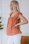 Floral Smocked Square Neck Top Blouses - Tophatter Daily Deals