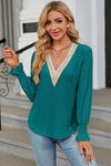 V-Neck Flounce Sleeve T-Shirt Turquoise Women's T-Shirts - Tophatter Daily Deals