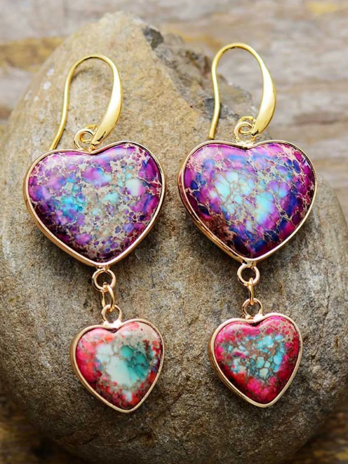 Heart Shape Imperial Jasper Dangle Earrings Earrings - Tophatter Daily Deals