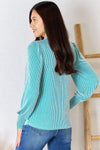 Zenana Ribbed Mock Neck Long Sleeve Top Blouses - Tophatter Daily Deals