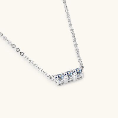 925 Sterling Silver Inlaid Moissanite Bar Necklace Moissanite - Tophatter Daily Deals