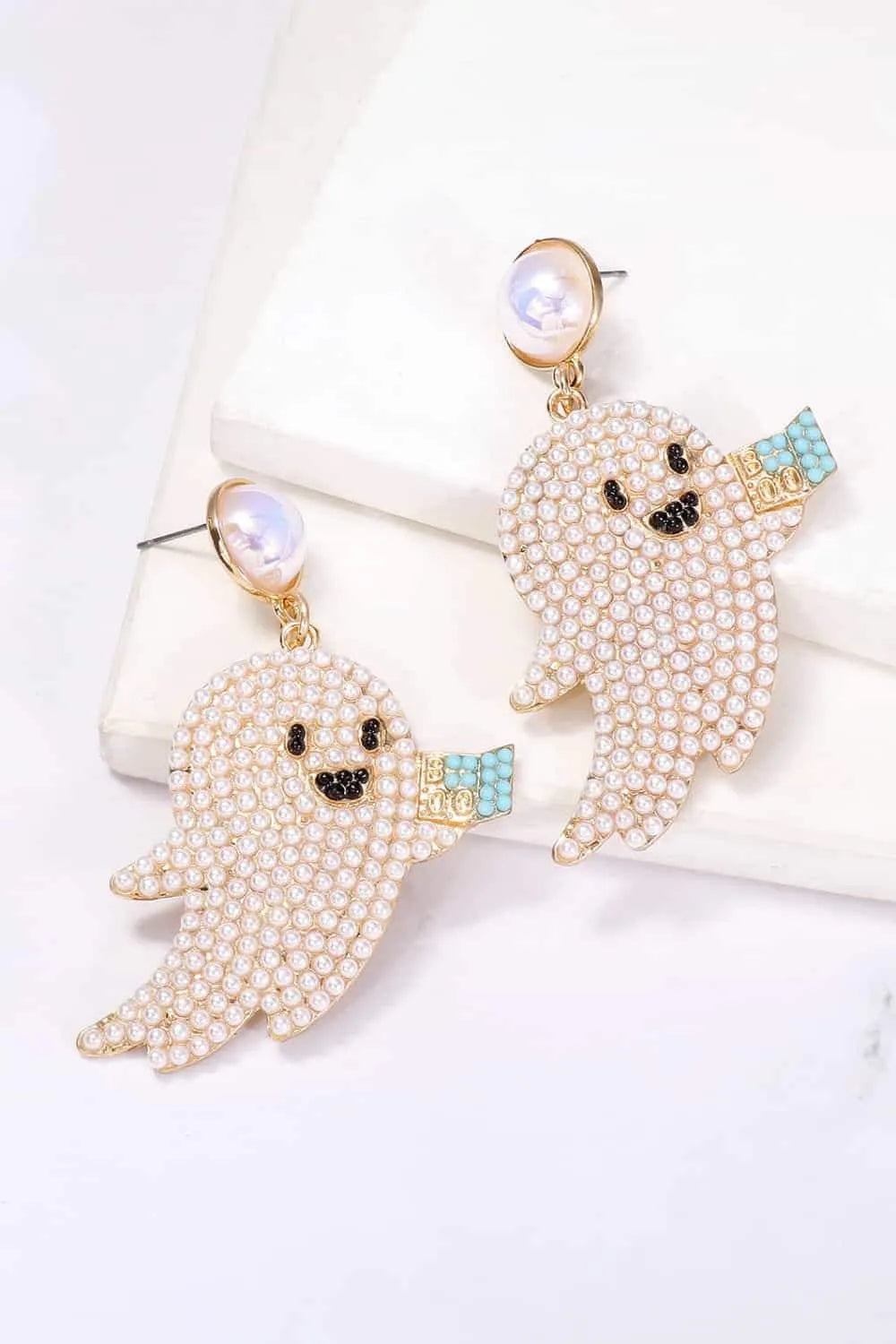 Ghost Shape Synthetic Pearl Dangle Earrings Earrings - Tophatter Daily Deals