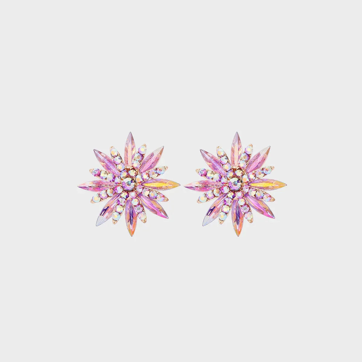 Flower Shape Rhinestone Alloy Stud Earrings Lilac One Size Earrings - Tophatter Daily Deals