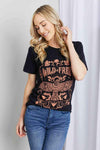 mineB Full Size WILD FREE Graphic Round Neck Tee Black - Tophatter Daily Deals