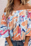 Printed Off-Shoulder Blouse Blouses - Tophatter Daily Deals