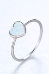 Opal Heart 925 Sterling Silver Ring White Opal - Tophatter Daily Deals