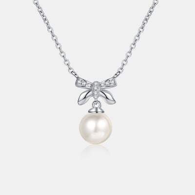 Natural Pearl Pendant Moissanite 925 Sterling Silver Necklace Silver One Size Moissanite - Tophatter Daily Deals