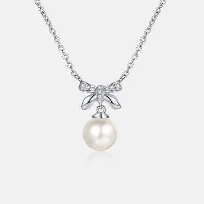 Natural Pearl Pendant Moissanite 925 Sterling Silver Necklace Silver One Size Moissanite - Tophatter Daily Deals