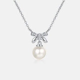 Natural Pearl Pendant Moissanite 925 Sterling Silver Necklace Silver One Size Moissanite - Tophatter Daily Deals
