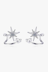Moissanite Star Rhodium-Plated Earrings Silver One Size Moissanite - Tophatter Daily Deals