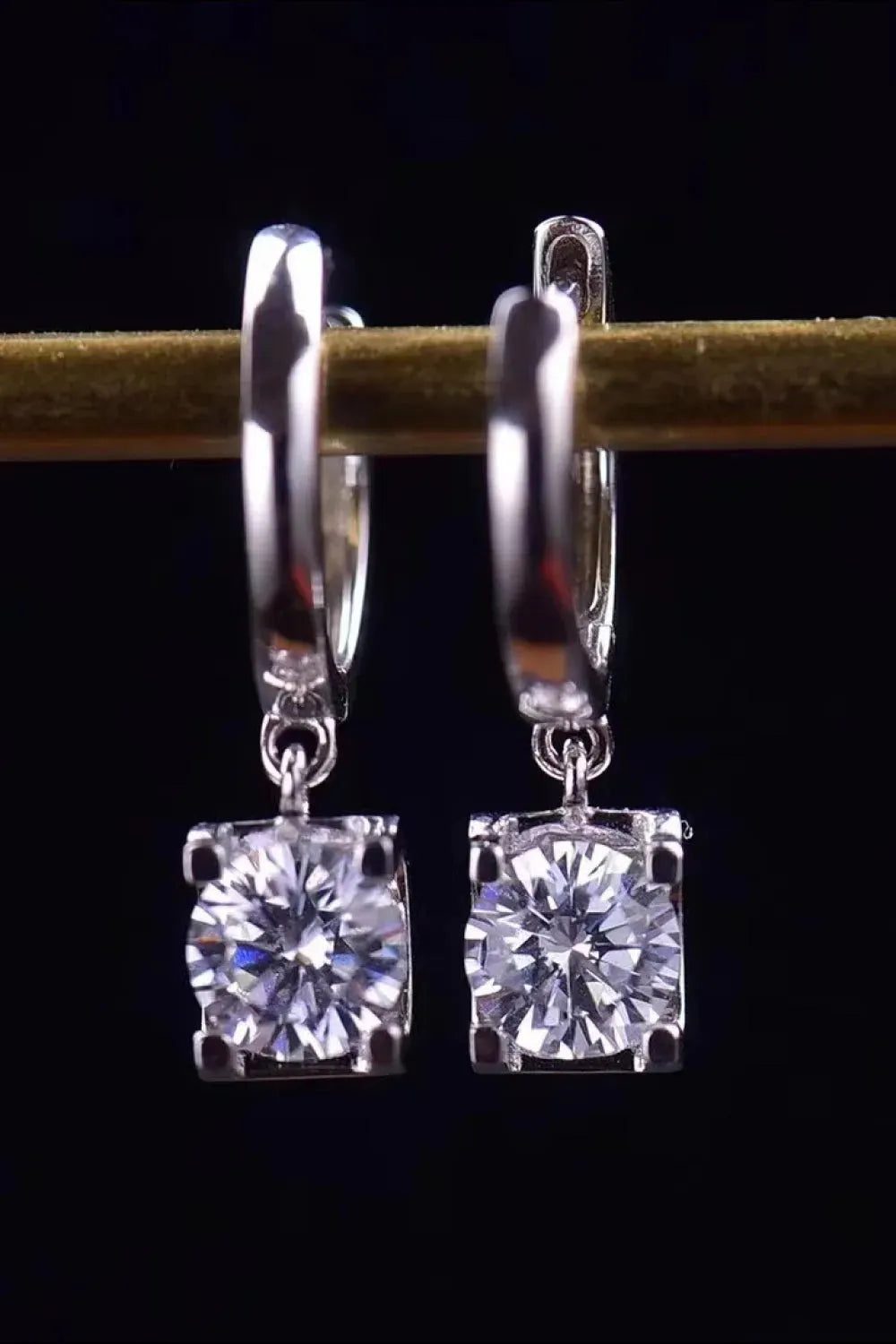 Feel The Surprise 1 Carat Moissanite Platinum-Plated Drop Earrings Moissanite - Tophatter Daily Deals