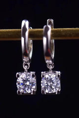Feel The Surprise 1 Carat Moissanite Platinum-Plated Drop Earrings Moissanite - Tophatter Daily Deals