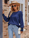 Round Neck Lantern Sleeve Blouse Blouses - Tophatter Daily Deals