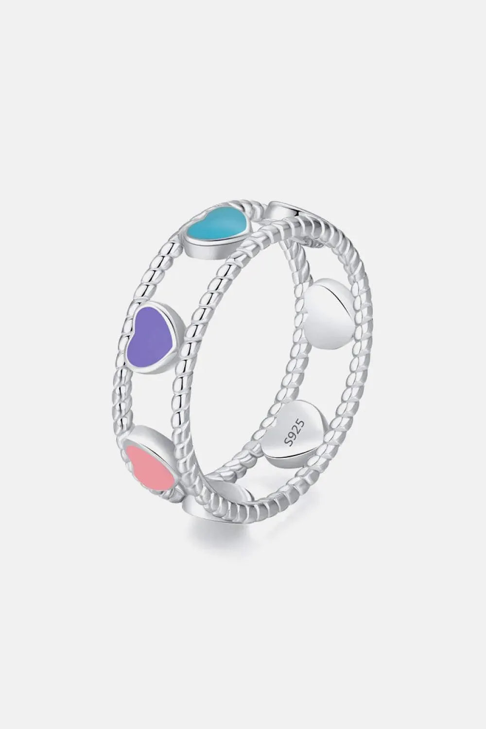 925 Sterling Silver Cutout Heart Shape Ring Silver Rings - Tophatter Daily Deals