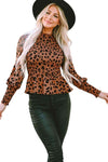 Leopard Smocked Peplum Top Blouses - Tophatter Daily Deals