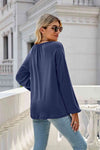 V-Neck Raglan Sleeve Ruched Detail Top Women's T-Shirts - Tophatter Daily Deals