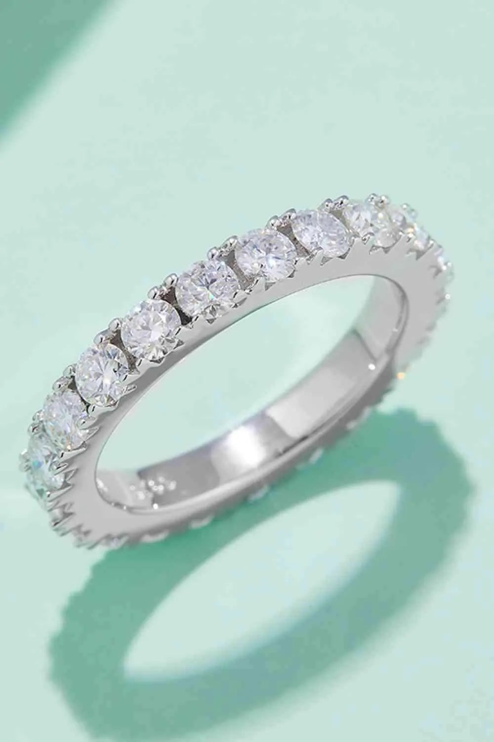 2.3 Carat Moissanite 925 Sterling Silver Eternity Ring Silver Moissanite - Tophatter Daily Deals