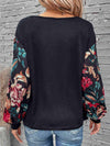 Floral Round Neck Long Sleeve Top Blouses - Tophatter Daily Deals