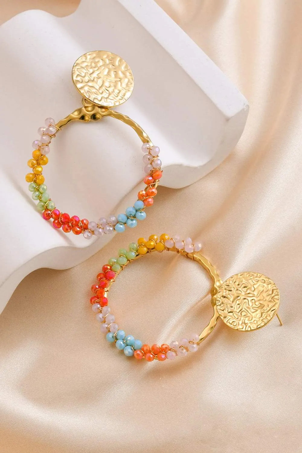 Multicolored Bead Stainless Steel Earrings Earrings - Tophatter Daily Deals