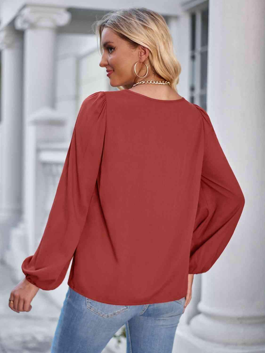 Square Neck Puff Sleeve Top Blouses - Tophatter Daily Deals