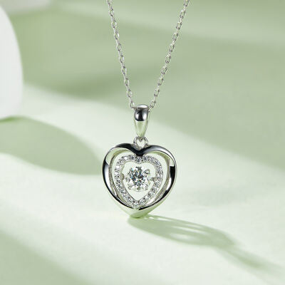 Moissanite 925 Sterling Silver Heart Necklace Silver One Size Moissanite - Tophatter Daily Deals