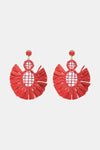 Raffia Grass Tassel Detail Dangle Earrings Red One Size Earrings - Tophatter Daily Deals
