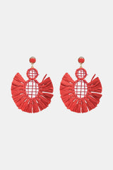 Raffia Grass Tassel Detail Dangle Earrings Red One Size Earrings - Tophatter Daily Deals