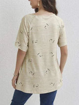 Heart Quarter Zip Short Sleeve T-Shirt Women's T-Shirts - Tophatter Daily Deals