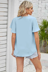 V-Neck Flutter Sleeve Blouse Blouses - Tophatter Daily Deals