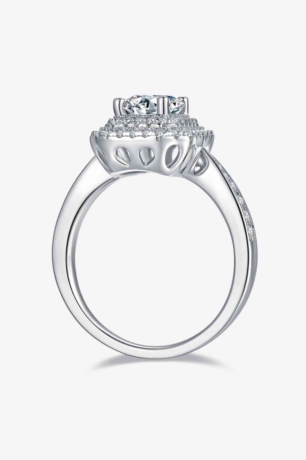 Adored 1 Carat Moissanite 925 Sterling Silver Side Stone Ring Moissanite - Tophatter Daily Deals