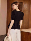 Surplice Neck Tie Waist Puff Sleeve Blouse Blouses - Tophatter Daily Deals