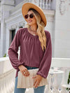 V-Neck Long Sleeve Blouse Blouses - Tophatter Daily Deals