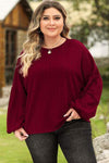 Plus Size Round Neck Dropped Shoulder T-Shirt Wine Women's T-Shirts - Tophatter Daily Deals