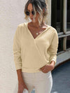 Waffle-Knit Dropped Shoulder Hoodie Pastel Yellow Blouses - Tophatter Daily Deals