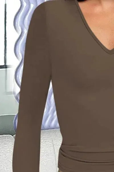 V-Neck Long Sleeve T-Shirt Women's T-Shirts - Tophatter Daily Deals