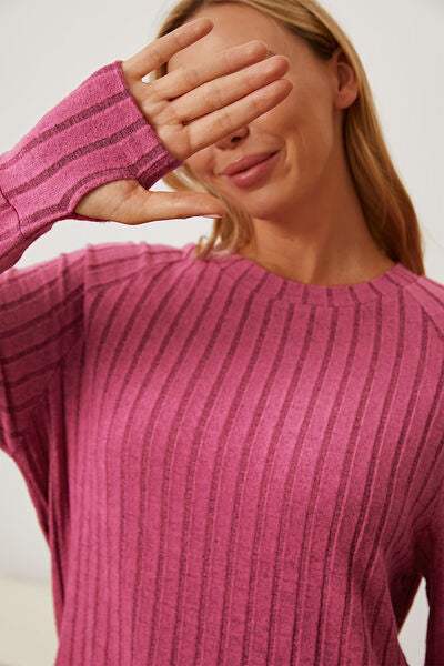 Basic Bae Full Size Ribbed Thumbhole Sleeve T-Shirt Women's T-Shirts - Tophatter Daily Deals