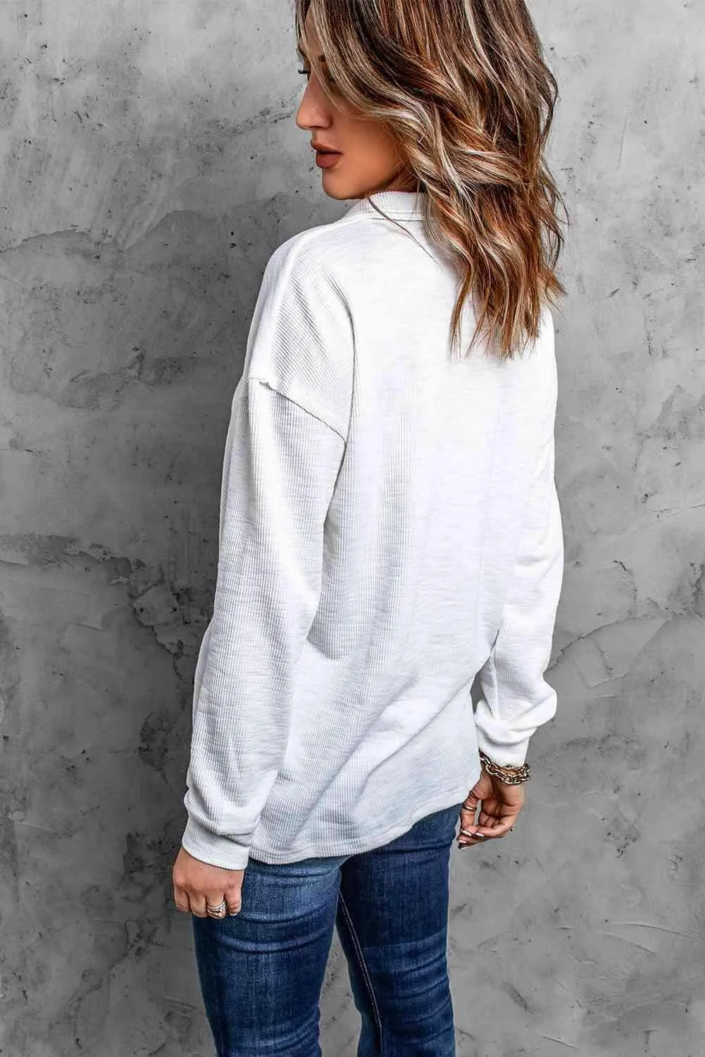 Half Button Collared Knit Top Blouses - Tophatter Daily Deals