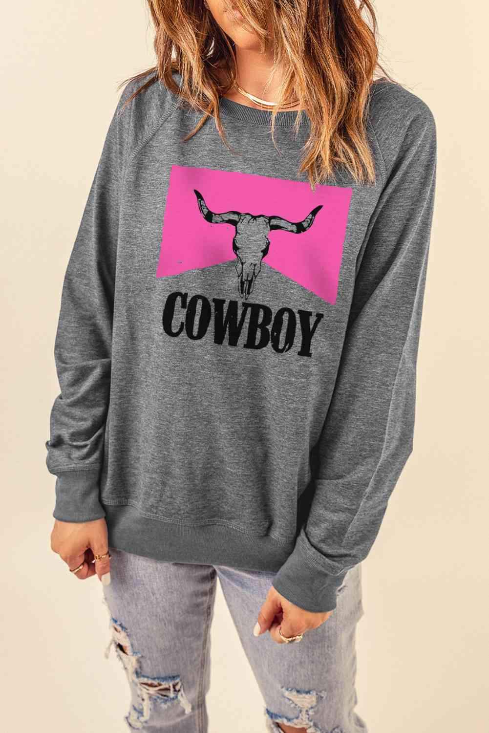 COWBOY Bull Graphic Sweatshirt - Tophatter Daily Deals