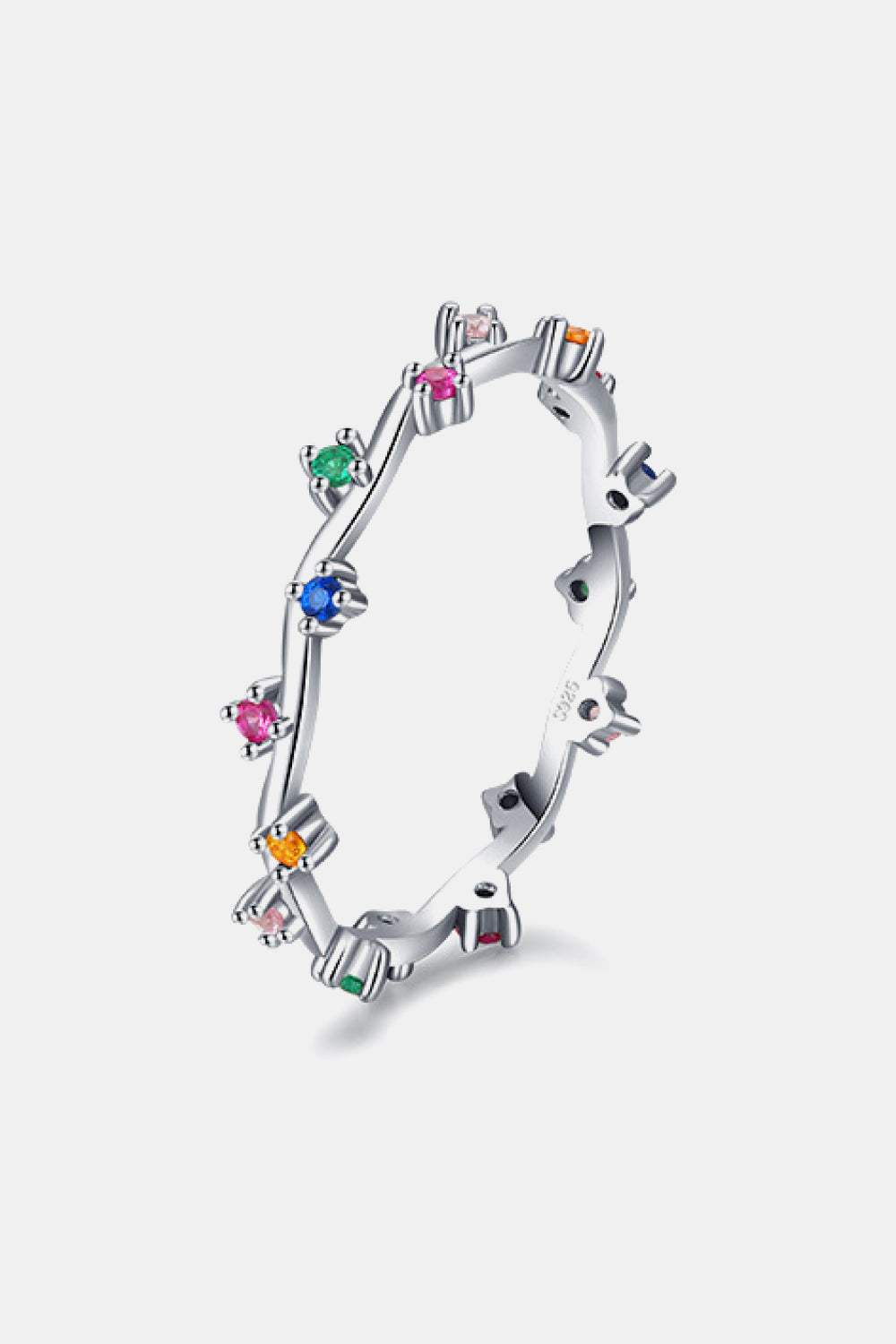 Multicolor 925 Sterling Silver Zircon Ring Silver Multi Rings - Tophatter Daily Deals