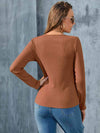 Buttoned Round Neck Long Sleeve T-Shirt Women's T-Shirts - Tophatter Daily Deals