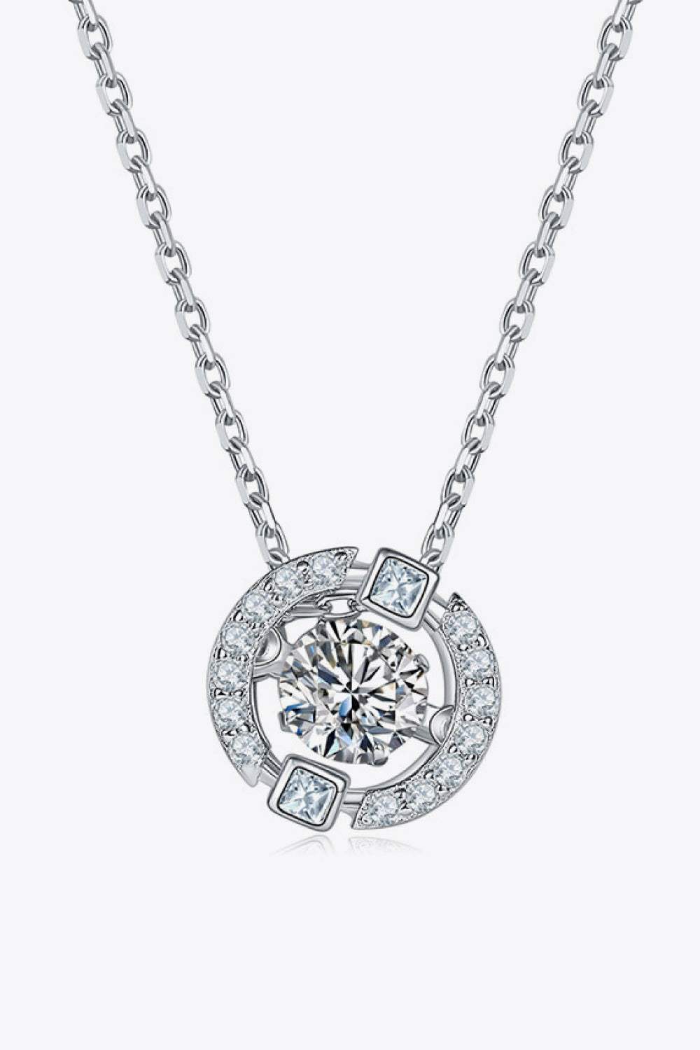 Moissanite Pendant Chain-Link Necklace Silver One Size Moissanite - Tophatter Daily Deals