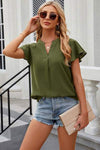 Notched Cap Sleeve T-Shirt Women's T-Shirts - Tophatter Daily Deals