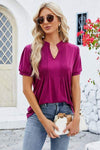 Notched Short Sleeve T-Shirt Women's T-Shirts - Tophatter Daily Deals