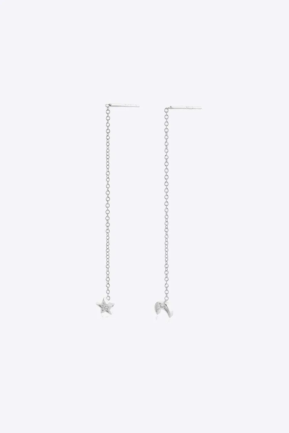 Star and Moon Inlaid Zircon Mismatched Earrings Silver One Size Earrings - Tophatter Daily Deals