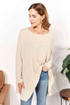 HEYSON Full Size Oversized Super Soft Ribbed Top Cream Blouses - Tophatter Daily Deals