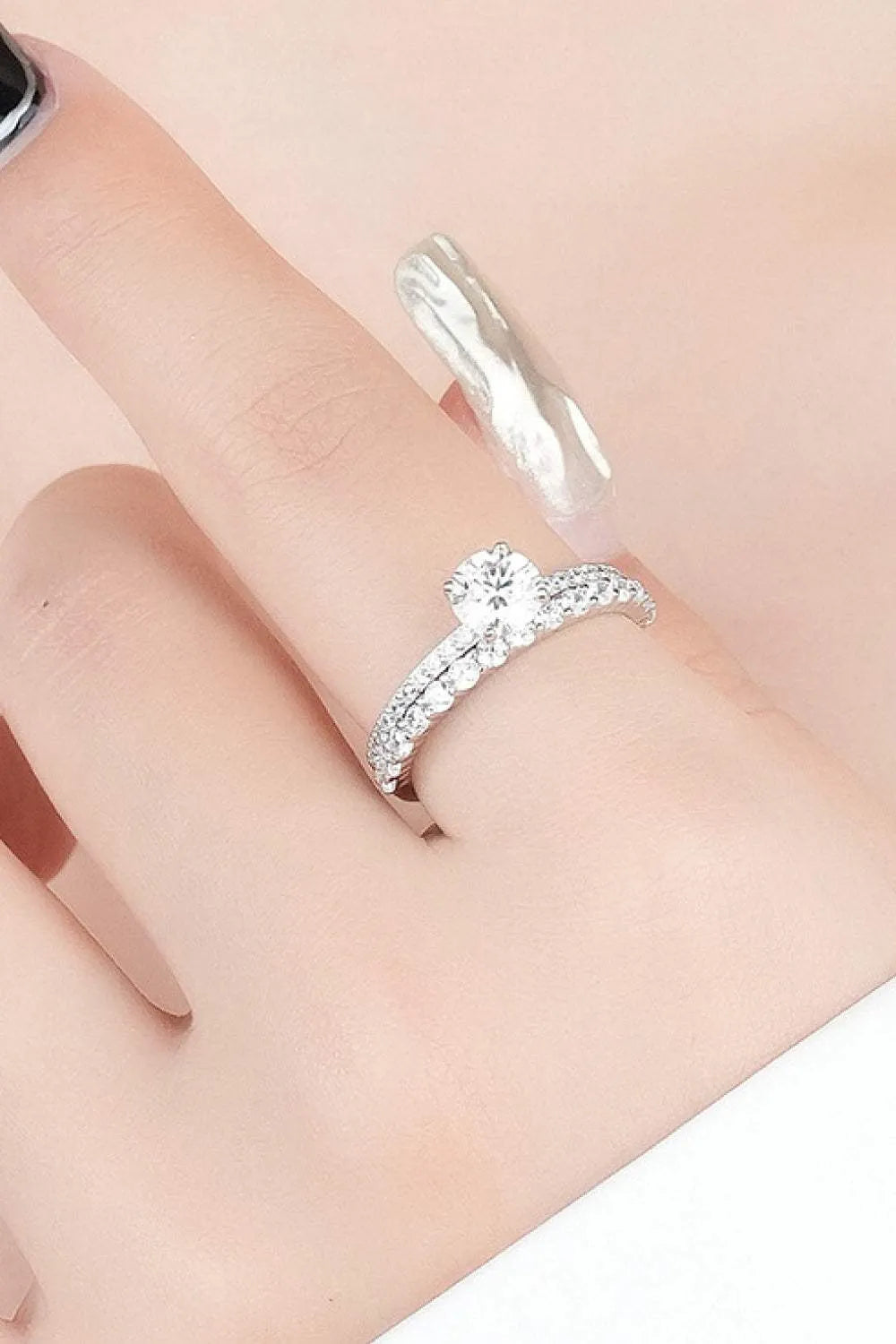 Moissanite 2-Piece 925 Sterling Silver Ring Moissanite - Tophatter Daily Deals