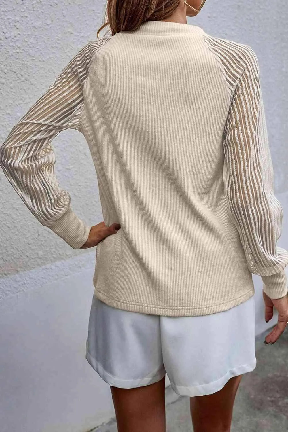 Round Neck Raglan Sleeve Knit Top Blouses - Tophatter Daily Deals