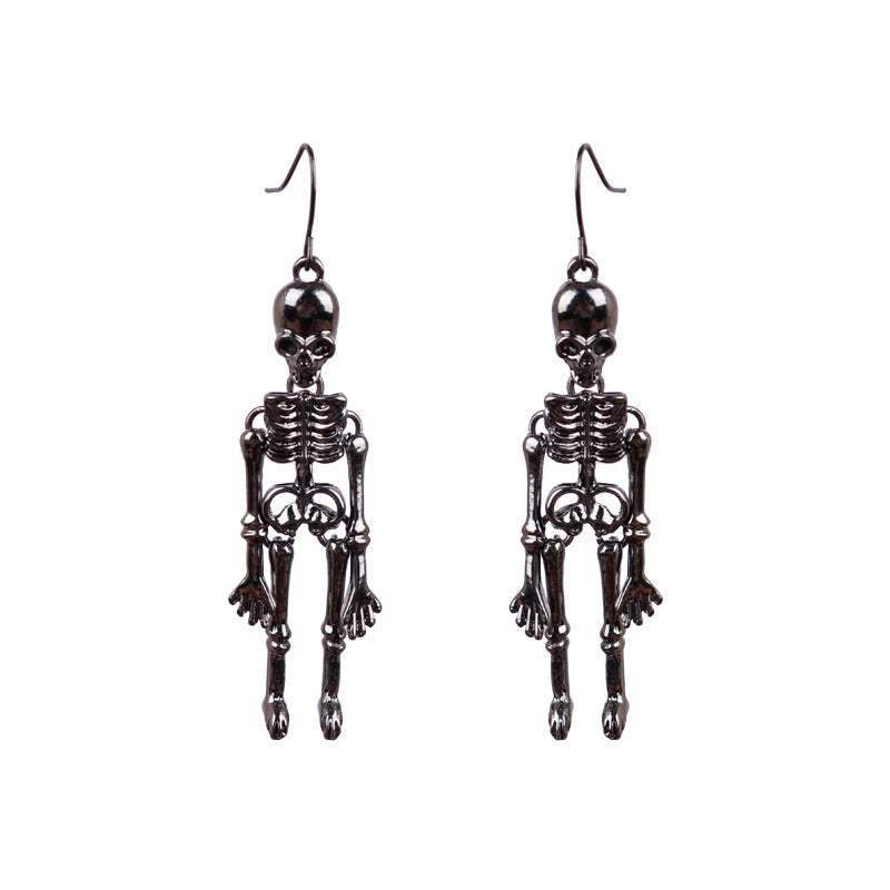 Skeleton Alloy Earrings Black One Size Earrings - Tophatter Daily Deals