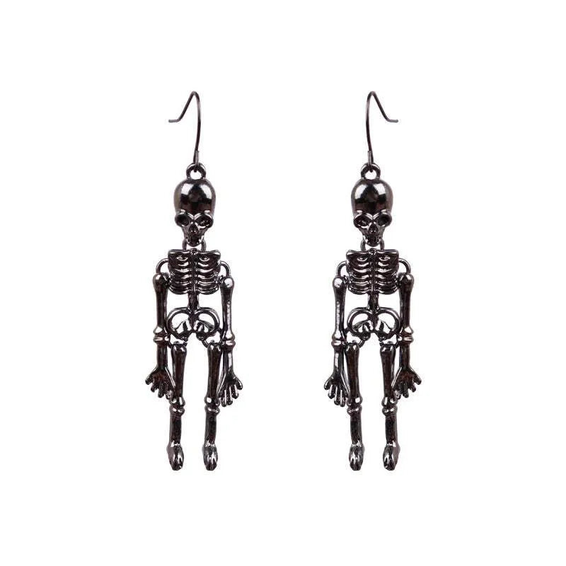 Skeleton Alloy Earrings Black One Size Earrings - Tophatter Daily Deals