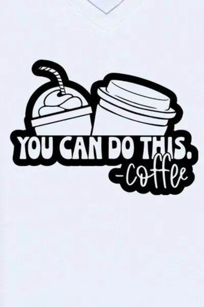 YOU CAN DO THIS COFFEE V-Neck Short Sleeve T-Shirt Women's T-Shirts - Tophatter Daily Deals